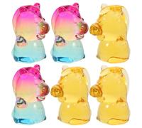 MUSISALY 6pcs Crystal Zodiac Horse Figurines Colorful Yellow Cartoon Style Animal Statues for Feng Shui Desk Decor Office Ornament Christmas Year Horse