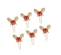 MUSISALY 6pcs Elegant Vintage Rhinestone Butterfly Hairpins Gold U-shaped Hair Sticks for Bridal Updos Hair Accessories for Women for Parties and Celebrations
