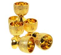 MUSISALY 6pcs Golden Small Goblets 30ml Decorative Pp Chalice Cups for Worship and Buddhist Temple Offering Delicate Design