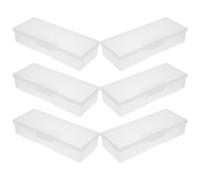MUSISALY 6pcs Nail Implement Organizer Case Lightweight Plastic Storage Box for Nail Accessories and Metal Implements, for DIY Art and Personal Use the Go, Compact 7.5x3 Inch Manicure