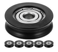 MUSISALY 6pcs U Groove Sliding Door Roller Wheels with Bearing Guide Pulley for Window Track, Cabinet and Closet Hardware, Black Plastic Pulley for Smooth Quiet Operation