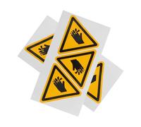 MUSISALY 6pcs Waterproof Industrial Safety Warning Labels Hand Injury Precaution, 80mm Equilateral Triangle Cautionary Stickers for Machinery and Electrical Equipment