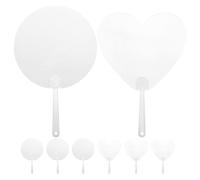 MUSISALY 8pcs DIY Transparent Blank Fans for Painting and Handcraft Round Heart-Shaped Graffiti Hand Fans Portable Cooling Gift for Summer Parties and Home Decor