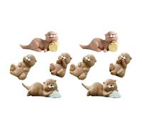 MUSISALY 8Pcs Mini Resin Otter Figurines Micro Landscape Statue Tiny Animal Miniature Ornaments Small Otters Decoration Set for Garden Dollhouse and Home Display