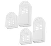 MUSISALY 8pcs Miniature Dollhouse Plastic Doors and Window Frames Set, DIY Mini House Building Accessories, Assorted Colors, Small Craft Decoration Supplies for Dollhouses and Model Towns