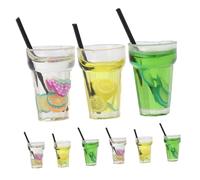 MUSISALY 9pcs Scale Fruit Tea Accessories for Dollhouse Kitchen Bar Decor with Yellow Lemon Green Mixed Fruit Realistic Tiny Beverage Models for Mini Bar and Tea Parties