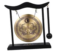 MUSISALY Antique Chinese Style Copper Desk Gong with Mallet Retro Office Decoration Premium Quality Handicraft for Meditation and Home Decor Unique for Family and Friends