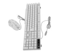 MUSISALY Backlit and Plastic Material Wired Keyboard and Mouse Set Wired with Ergonomic Key Caps Featuring Fatigue Reduction and White for Desktop Computer and Laptop Gaming or Daily Use