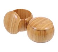 MUSISALY Bamboo Chess Piece Storage Boxes Set of 2, Small Rounded Go Game Jars Holder, Simple Chess Pieces Organizer for Board Game Supplies and Convenient Travel Use