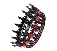 MUSISALY Baroque Black and Red Alloy Tiara Crown Lightweight Wedding Headband Prom Bridal Princess Hair Accessory for Women Elegant Costume Party