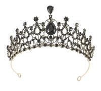 MUSISALY Baroque Black Vintage Bridal Crown Hair Accessory, Elegant Wedding Headpiece for Bride, Luxury Queen Tiara for Birthday and Party Hair Decoration