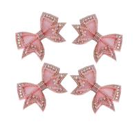 MUSISALY Bowknot Shoe Clips Easy DIY Installation 2 Pair Pink Rhinestone for Women, Detachable Sparkling Bow Embellishment for Stage Performances and Parties