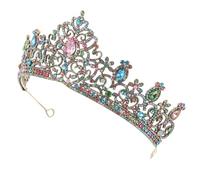 MUSISALY Bridal Tiara Crown Rhinestones, Gold Leaf Shaped Baroque Hairpiece for Women, Princess Wedding Hair Accessory, Party and Prom Headband