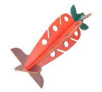 MUSISALY Carrot Shaped Wooden Hay Feeder Rack for Small Animals and Rabbits with Fresh Food Separation and Tool-free Installation, Multilayer Design Hay Holder for Guinea Pigs and Bunny