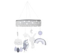 MUSISALY Cartoon Cloud Animal Crib Mobile with Rainbow Pendant for Nursery Soft Grey Hanging Ornament for Crib Safe Lightweight to Develop Hand-eye Coordination and Visual