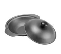 MUSISALY Cast Iron Casserole Dish with Lid 18Cm Round Clay Pot for Cooking Bibimbap and Braised Chicken in the Kitchen