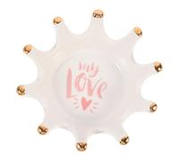 MUSISALY Ceramic Crown Nail Pen Holder Storage Dish Multi-Functional Nail Art Pen Bowl for Gel Polish Cleaning Elegant Adorable Gift for Women