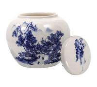MUSISALY Ceramic Tea Container with Cover Design, Airtight Loose Leaf Tea Storage Jar for Kitchen, Prevents Dirty Things from Entering, for Storing Dry Food like Grains and Rice