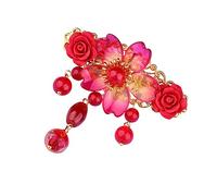 MUSISALY Chic Hairpin Headwear Vintage Red Hair Clip Classic Chinese Decorative Hair Clasp