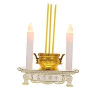 MUSISALY Chinese Incense Burner Kit Electronic Incense Burner Light Up Buddhist Treasure Bowl Wealth Porsperity Figurine Ornament Candle Light for Hall Decoration