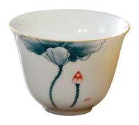 MUSISALY Chinese Tea Tasting Cup Ceramic Teaware White Hand-Painted Surface Easy to Clean for Home Tea House Use