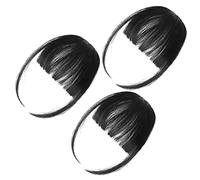 MUSISALY Clip Fringe Black Hair Extensions 3pcs Air Bangs Wig Fake Fringe Hair Pieces for Women