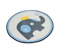 MUSISALY Creative round Elephant Pattern Carpet for Bedroom and Living Room, Fluffy Beige Polyester Rug, Washable and Reusable Cartoon Animal Floor Mat for Home Decoration