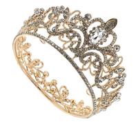 MUSISALY Crystal Bridal Tiara Crown Headband with Rhinestones, Princess Wedding Hair Crown for Bride and Bridesmaids, Gold Bridal Hair Accessories for Party and Birthday