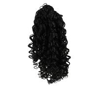 MUSISALY Curly Ponytail Extension Drawstring 35cm Long Black Elastic Net Hair Piece for Women African Small Curl Hairstyle