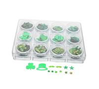 MUSISALY Day of Ireland Celebration Nail Art Green Glitter Sequins Shamrock Hat Easy Apply Nail Decor for Irish Festival