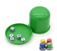 MUSISALY Dice Cup with Lid and 5 Plastic Dice for Bar Party Games, Thickened Base Design, Suitable for Ktv Entertainment and Pub Use, Random Color Mix