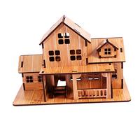 MUSISALY DIY Wooden Assembling House Model Kit Creative Craft Educational for Adults Bamboo Grain Color Desk Decor Fun Woodcraft Construction for Logical Thinking Manipulative