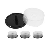 MUSISALY Dvd CD Storage Cake Spindles 4Pcs with Black Base, Empty Disc Containers for 25 Discs, Stackable Plastic Media Storage for Living Room and Study