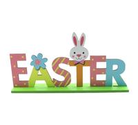 MUSISALY Easter Wooden Hollowed-Out Letter Ornament Bunny Table Decor Plastic Material Lovely Decorative Accent for Easter Party and Home Display