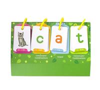 MUSISALY Educational Word Flash Cards with Stand and Rings Thick Cardstock Visual Learning Tool for Preschool Reading Spelling Vocabulary Building Portable Early Language Development for