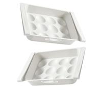 MUSISALY Egg Storage Containers Organising Fridge Efficiently Large Capacity 2pcs White Plastic Prevent Eggs being Crushed 12-grids Creative Appearance for Refrigerator