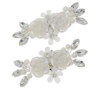 MUSISALY Elegant White Rhinestone Bridal Shoe Clips for Wedding and High Heels, Easily Attached and Reusable Shoe Decoration Charms for Graduation Time and Engagement, 1 Pair
