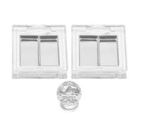 MUSISALY Empty Makeup Palette Set 2 White Compact Cases, 4 Aluminum Double Eyeshadow Pans and Crystal DIY Cosmetic Tools, Refillable Travel Eyeshadow and Lipstick Tray for Highlighter,