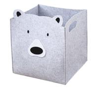 MUSISALY Felt Storage Basket Large-Capacity Clothes Storage Bin Multi-use with Handle Grey Bear Design Nursery Organizer for Toys and Laundry