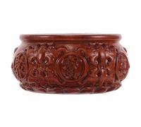 MUSISALY Feng Shui Wooden Treasure Money Bowl Handmade Carved Red Rosewood Prosperity Basin Wealth Offering Fruit Plate Home Decor for Living Room Success and Good Luck