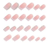 MUSISALY French Tip Press-On Nails Short Medium Length False Nail Set with Full Coverage Plastic Tips for Home Manicure and Daily Wear