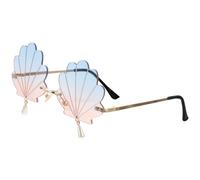 MUSISALY Funny Rimless Sunglasses for Women with Seashell Pendant, Comfortable PC Material and Retro Style, for Shows and Group Photos, Practical Party Eyeglasses