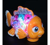 MUSISALY Gear Fish Car with Colorful Lights and Dynamic Sound, Includes Screwdriver Set, Battery-Free Moving Gears for Ages 1-3, Fun Interactive Car for Boys and
