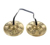 MUSISALY Handmade Nepal Cymbals Bell Mini Percussion Instrument for Yoga and Meditation, Lightweight Copper Copper Material with Pu Coating, Easy to Store Golden Finger Cymbals
