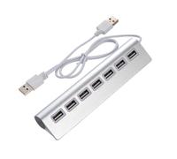 MUSISALY Hub Adapter with Aluminum Alloy Body for Laptop and PC USB 2.0 7-port Stable Data Transmission, Downward Compatible with USB 1.1 Devices, and External Power Input Port
