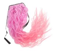 MUSISALY Long Curly Synthetic Ponytail Wig 59Cm Corn Wave Hair Extension with Clip and Tie Up, Warm Pink Gradient Trendy Hairpiece for Women, Wedding and Daily Use