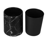 MUSISALY Marble-Patterned Double Layer Trash Basket 8L Capacity for Bathroom and Office Use Easy Maintenance and Modern Look
