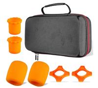 MUSISALY Microphone Storage Bag with Zipper, 1 Black Portable Carrying Case with 2 Orange Anti-Slip Rings, 2 Microphone Sponge Covers and 2 Shockproof Rod Sleeves for Stage and Travel Use