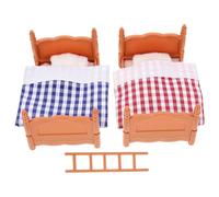 MUSISALY Miniature Bunk Bed Dollhouse Furniture Model, Double Layer Doll Bed Ornament for Pretend Play, Mini Furniture Decor for Dollhouse Bedroom Accessories