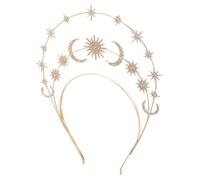 MUSISALY Moon Star Headband for Women Elegant Metal Hair Accessories for Wedding Prom Party Lightweight Layered Crown Celestial Design Comfortable Fit for All-day Wear